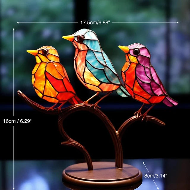 NesTings™ - Birds on Branches Stained Glass Ornaments