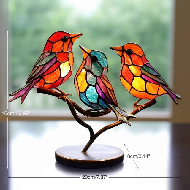 NesTings™ - Birds on Branches Stained Glass Ornaments