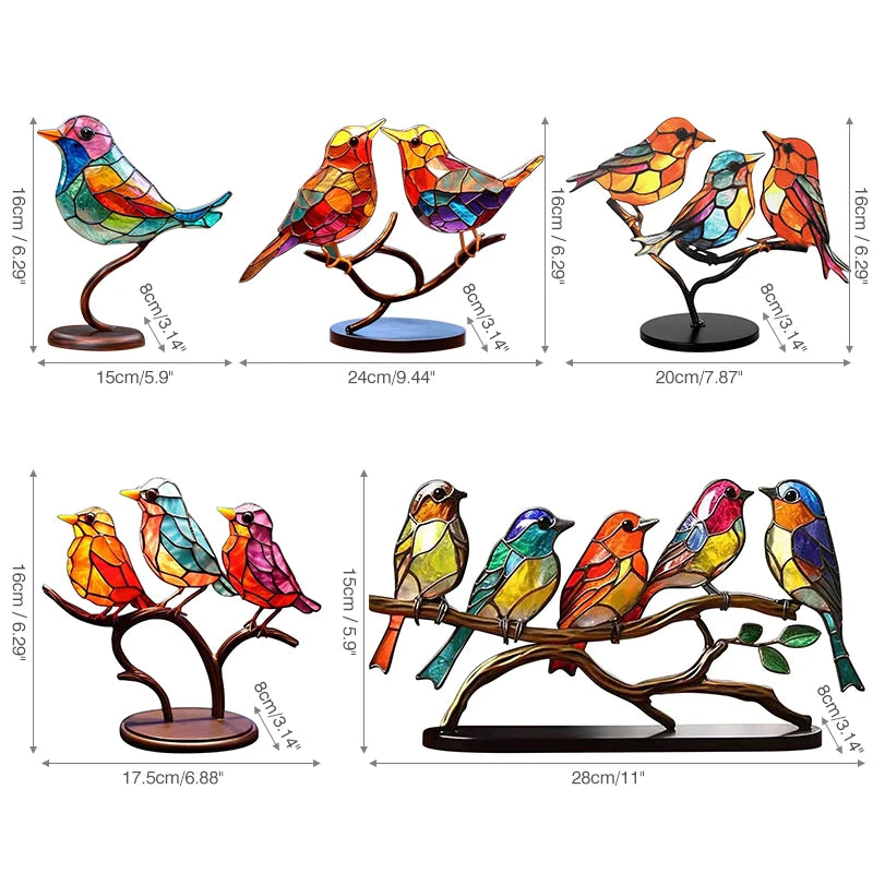 NesTings™ - Birds on Branches Stained Glass Ornaments