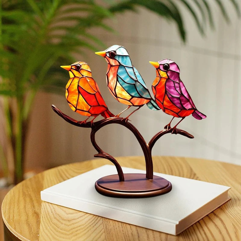 NesTings™ - Birds on Branches Stained Glass Ornaments