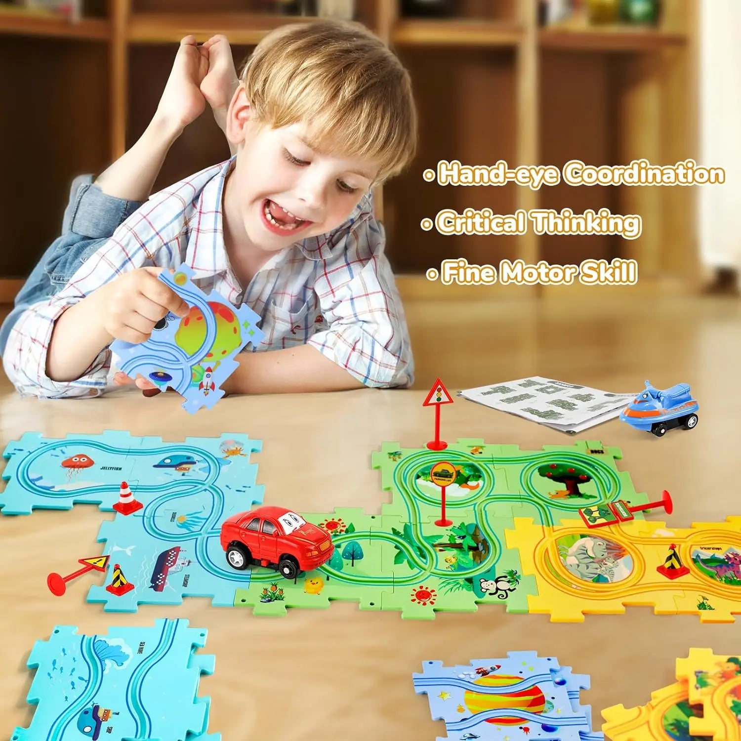 PopCa™ - Puzzle Racer Kids Car Track Set